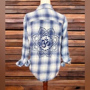 Upcycled OM Mandala Flannel Shirt